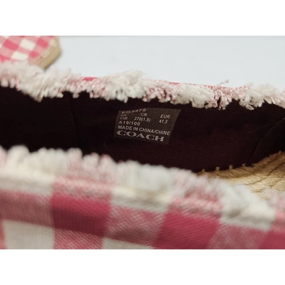 COACH‎ CELINA GINGHAM ESPADRILLE STRAWBERRY/CHALK SHOES WOMEN'S SIZE 11
